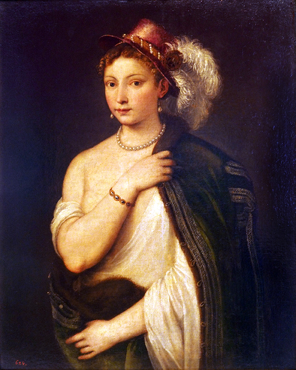 Young Woman with Feather Hat, Titian